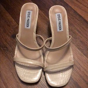 New cream color block heel